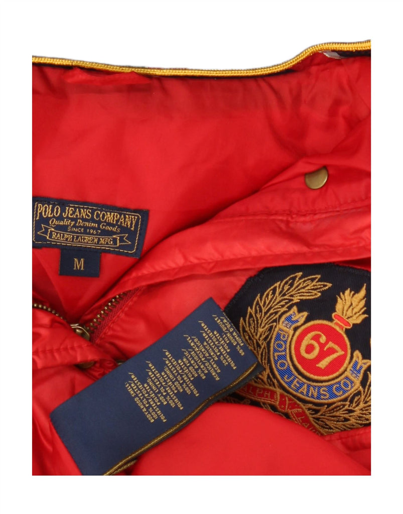 RALPH LAUREN Womens Hooded Padded Jacket UK 14 Medium Red Polyester Vintage Ralph Lauren and Second-Hand Ralph Lauren from Messina Hembry 