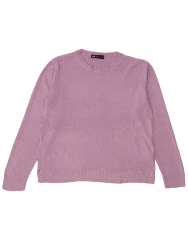 Marks & Spencer Womens Crew Neck Jumper Sweater UK 14 Large Purple Acrylic