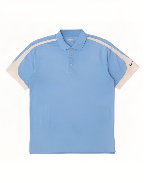Nike Mens Polo Shirt Large Blue Colourblock Polyester