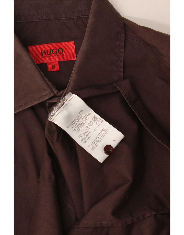 Hugo Boss Mens Shirt Medium Brown Cotton