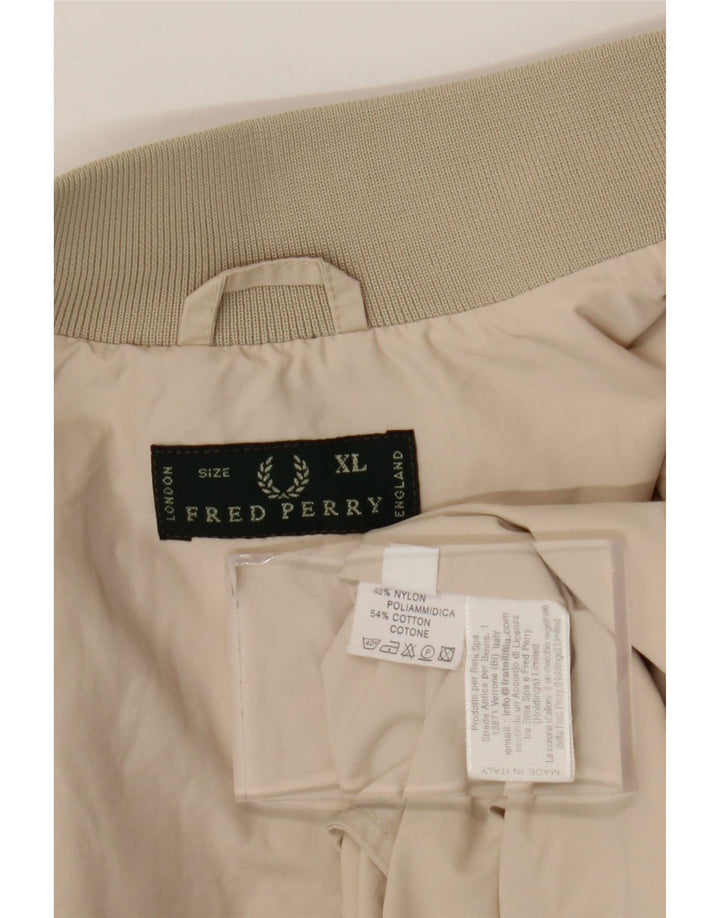 Fred Perry Mens Bomber Jacket UK 42 XL Beige Nylon