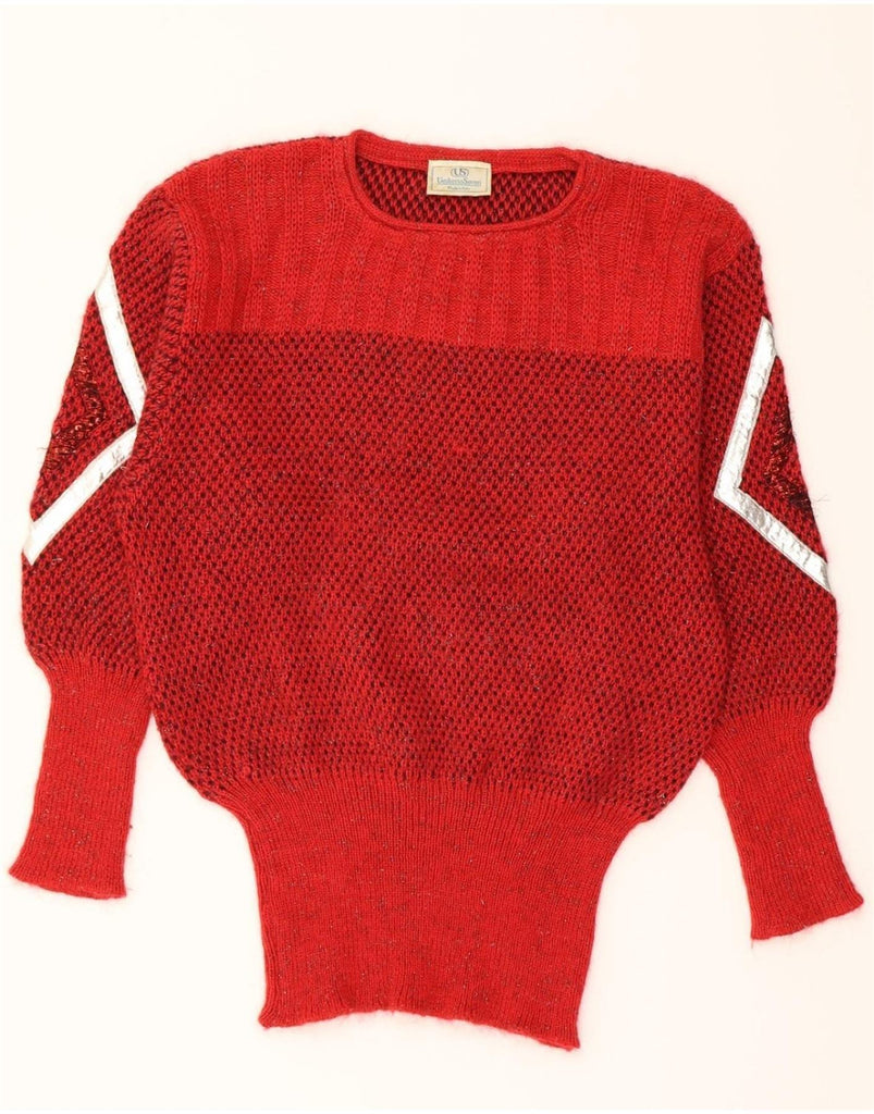 UMBERTO SEVERI Womens Longline Crew Neck Jumper Sweater UK 16 Large Red Vintage Umberto Severi and Second-Hand Umberto Severi from Messina Hembry 