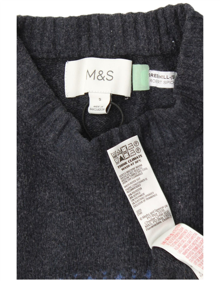 Marks & Spencer Boys Crew Neck Jumper Sweater 13-14 Years Small Grey
