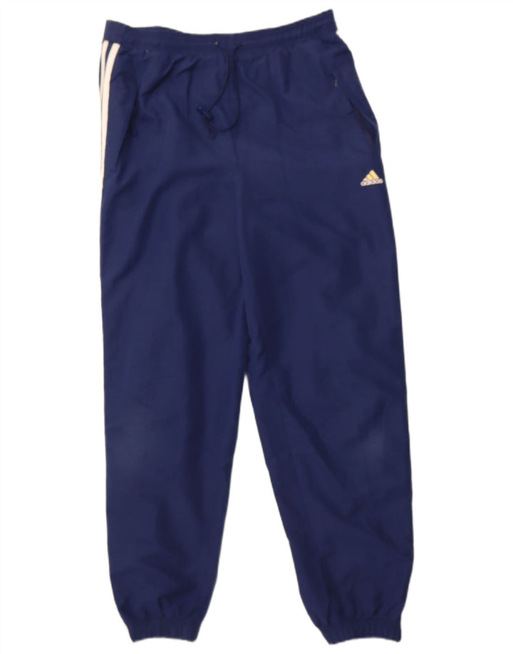 ADIDAS Mens Tracksuit Trousers Joggers UK 10 Small Navy Blue Polyester