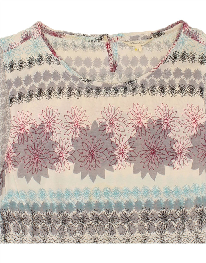 WHITE STUFF Womens Blouse Top UK 8 Small Grey Floral Vintage White Stuff and Second-Hand White Stuff from Messina Hembry 