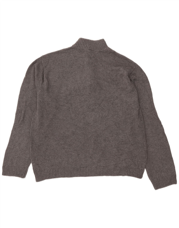 Chaps Mens Zip Neck Jumper Sweater XL Grey Cotton