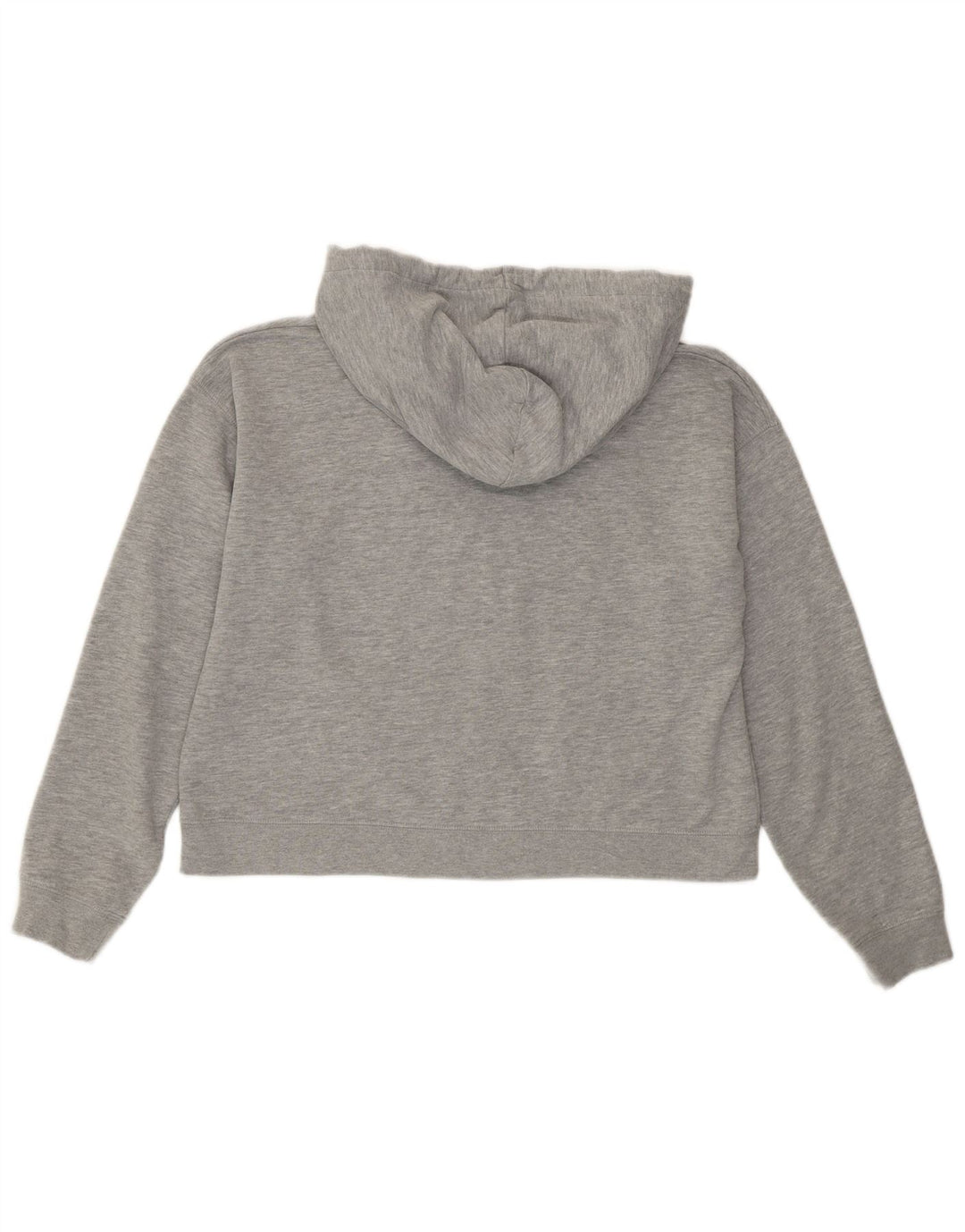 JACK WILLS Womens Crop Graphic Hoodie Jumper UK 12 Medium Grey Cotton