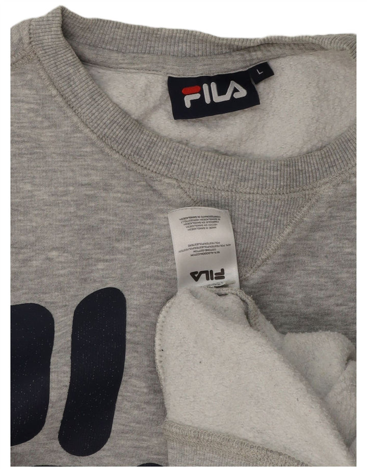 Fila Mens Graphic Sweatshirt Jumper Large Grey Flecked Cotton