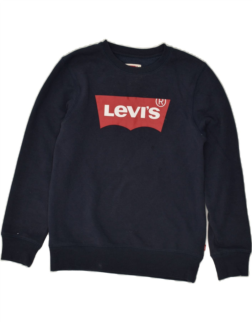 LEVI'S Boys Graphic Hoodie Jumper 13-14 Years Navy Blue Cotton | Vintage Levi's | Thrift | Second-Hand Levi's | Used Clothing | Messina Hembry 