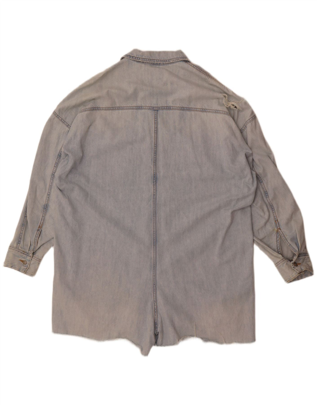 Zara Womens Oversized Denim Playsuit UK 16 Large Blue Cotton