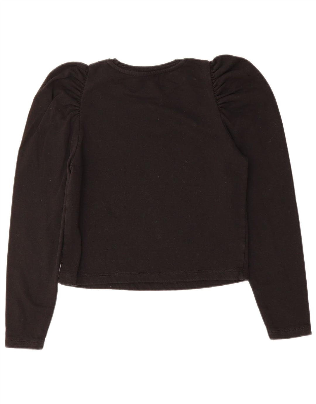 ZARA Womens Crop Top Long Sleeve UK 10 Small Black