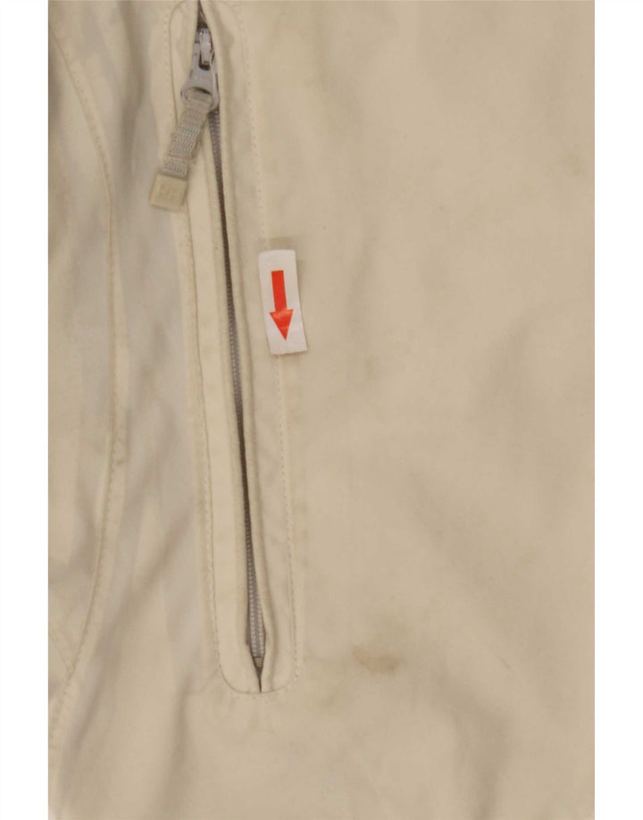 Helly Hansen Womens Hooded Rain Jacket UK 16 Large Off White Polyester