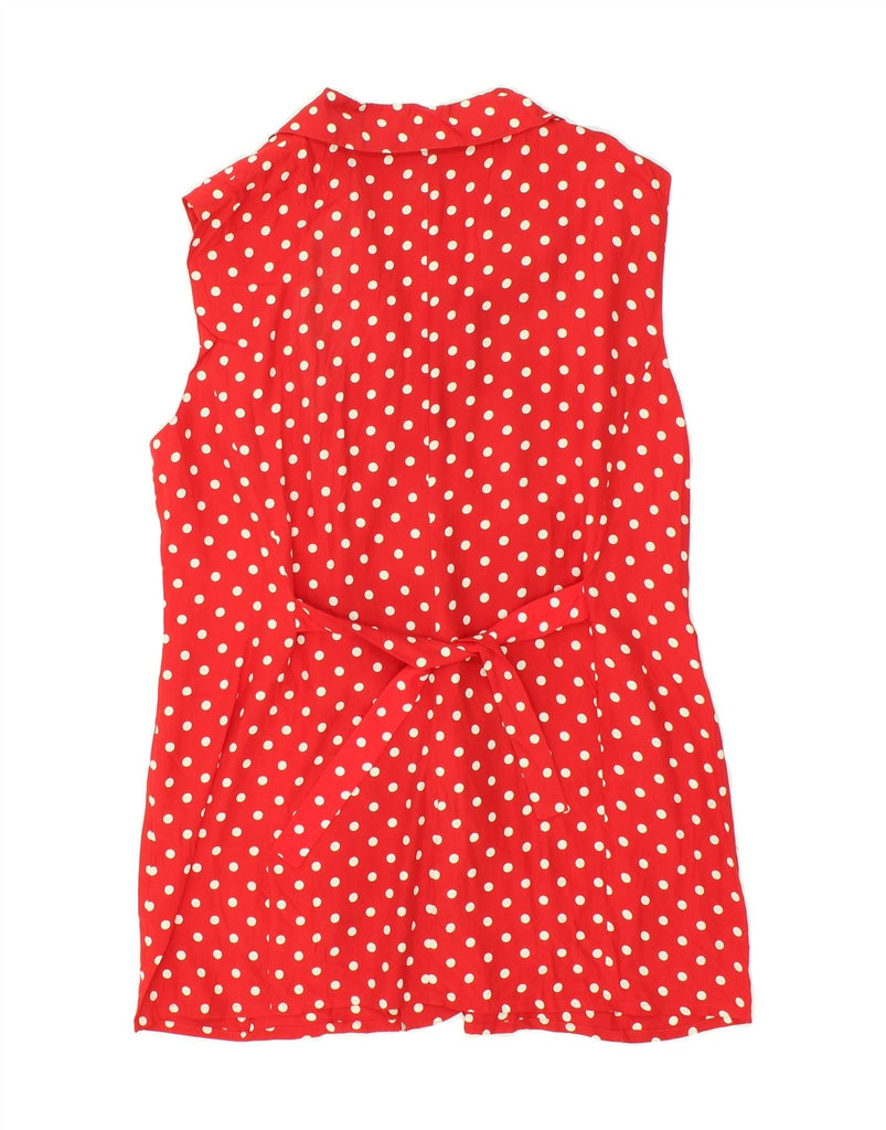 VINTAGE Womens Longline Sleeveless Shirt UK 20 2XL  Red Spotted Viscose | Vintage Vintage | Thrift | Second-Hand Vintage | Used Clothing | Messina Hembry 