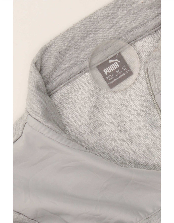 Puma Boys Zip Neck Sweatshirt Jumper 11-12 Years Grey Flecked