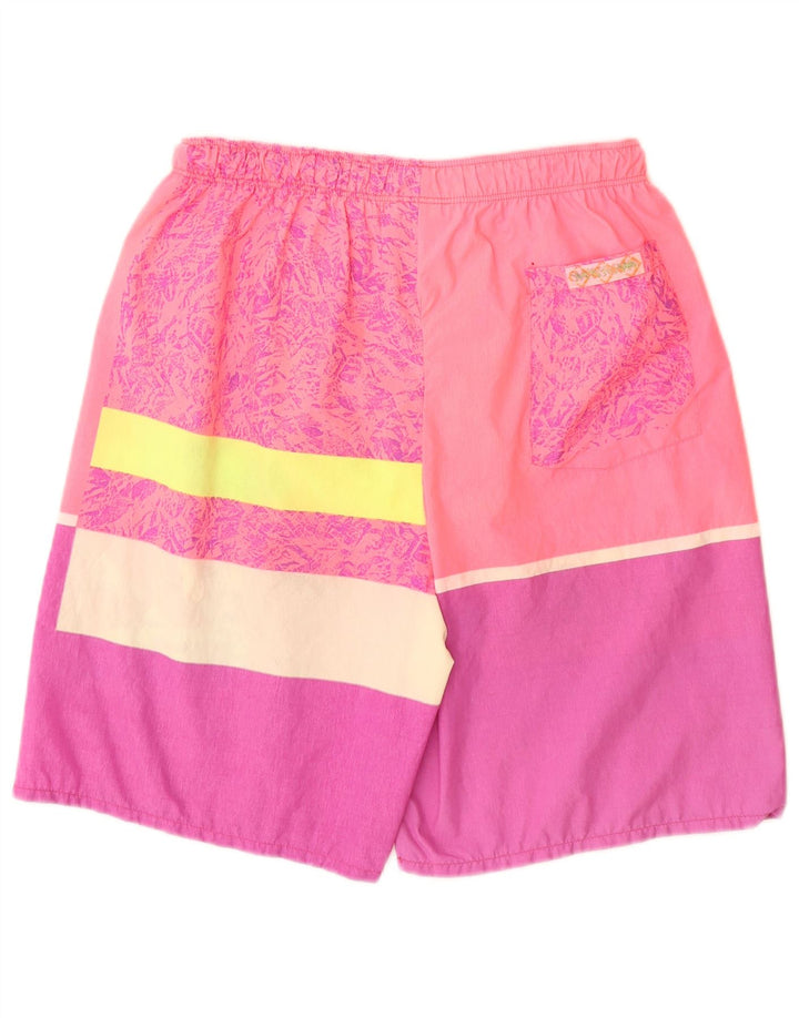 SANTOSTEFANO Mens Graphic Swimming Shorts IT 52 Large  Pink Colourblock