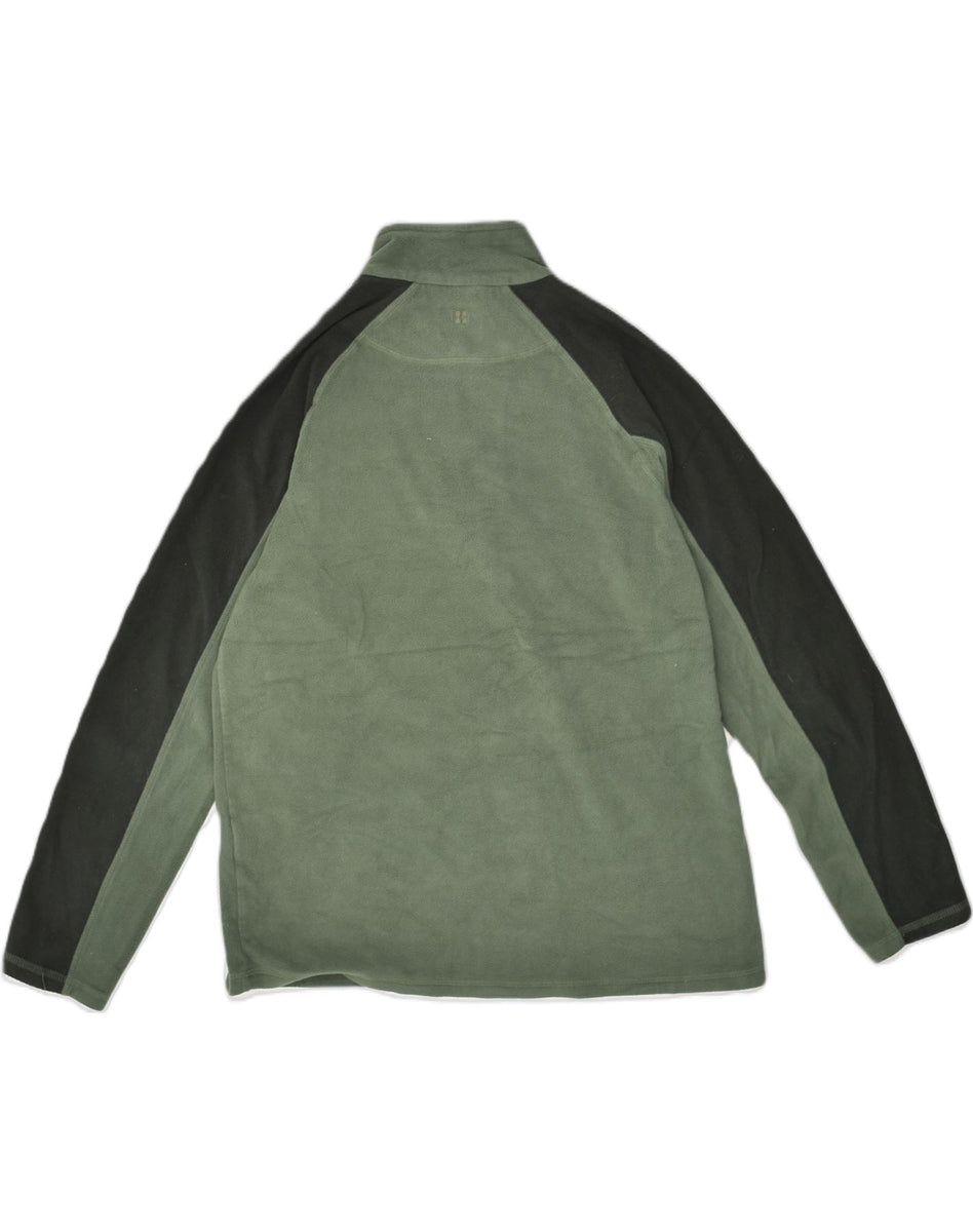 MOUNTAIN WAREHOUSE Mens Zip Neck Fleece Jumper Medium Green Colourblock ...
