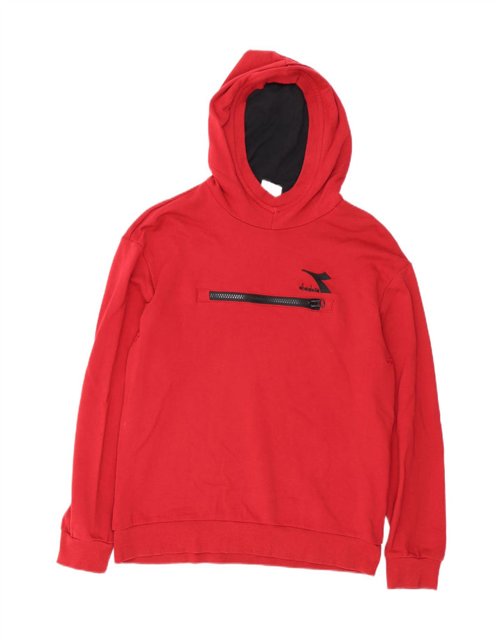 Diadora Mens Hoodie Jumper Large Red Cotton