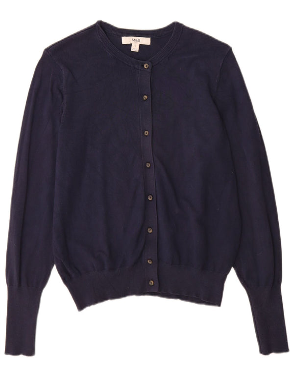 Marks & Spencer Womens Cardigan Sweater UK 14 Medium Navy Blue Viscose