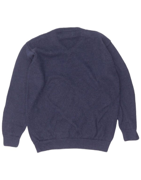 Vintage Mens V-Neck Jumper Sweater XL Navy Blue Alpaca Wool