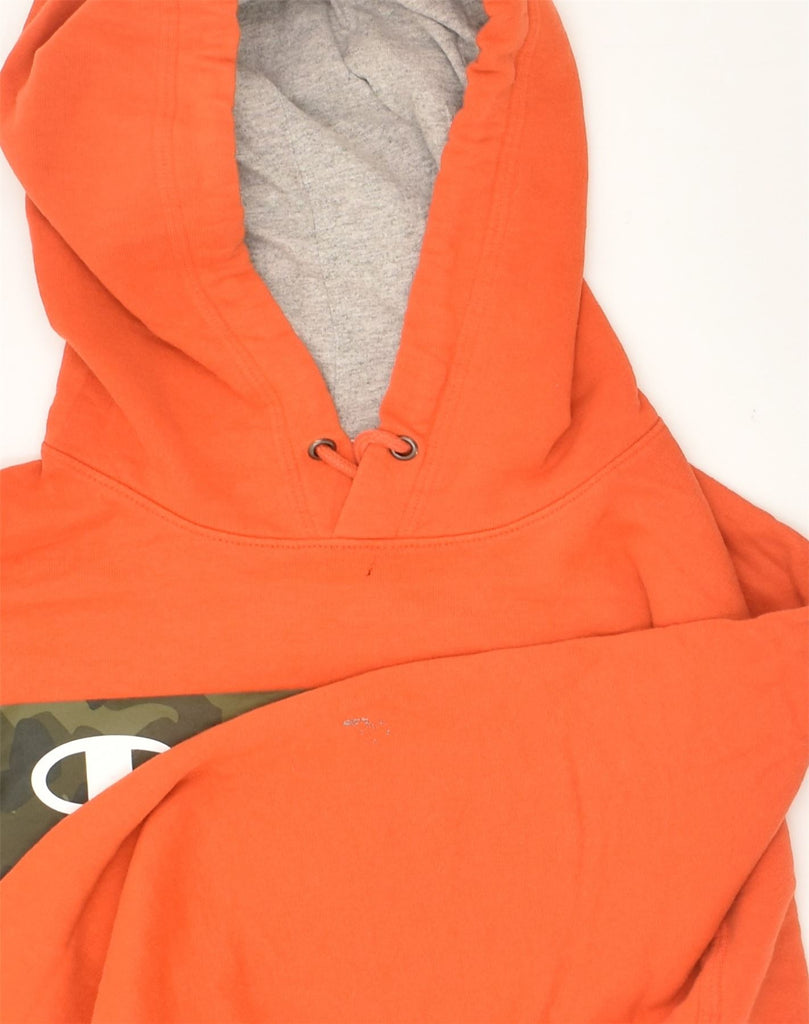 CHAMPION Mens Graphic Hoodie Jumper Small Orange Cotton | Vintage Champion | Thrift | Second-Hand Champion | Used Clothing | Messina Hembry 