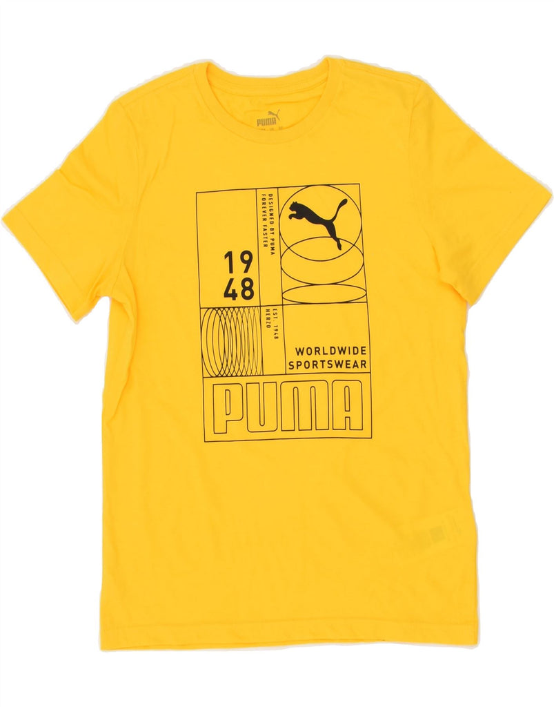 PUMA Boys Graphic T-Shirt Top 11-12 Years Yellow Cotton | Vintage Puma | Thrift | Second-Hand Puma | Used Clothing | Messina Hembry 