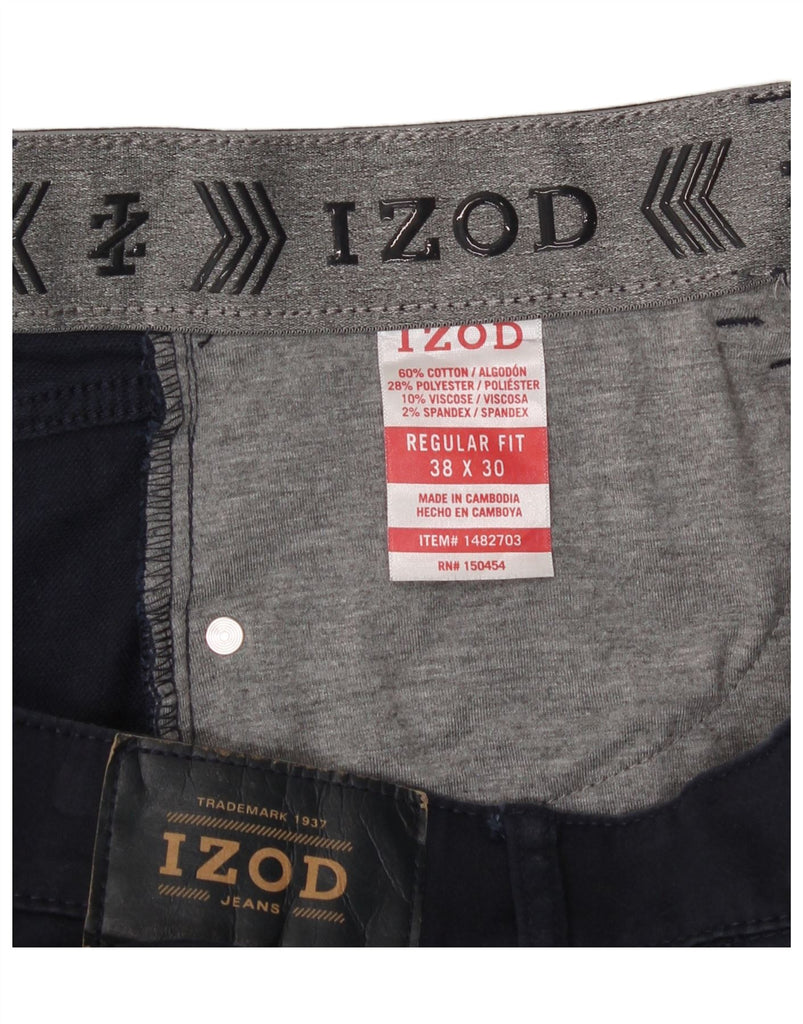 IZOD Mens Regular Fit Straight Casual Trousers W38 L30 Navy Blue Cotton Vintage Izod and Second-Hand Izod from Messina Hembry 