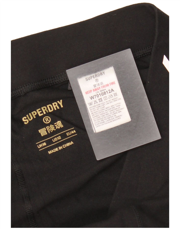 Superdry Womens Graphic Leggings UK 16 Large Black Cotton