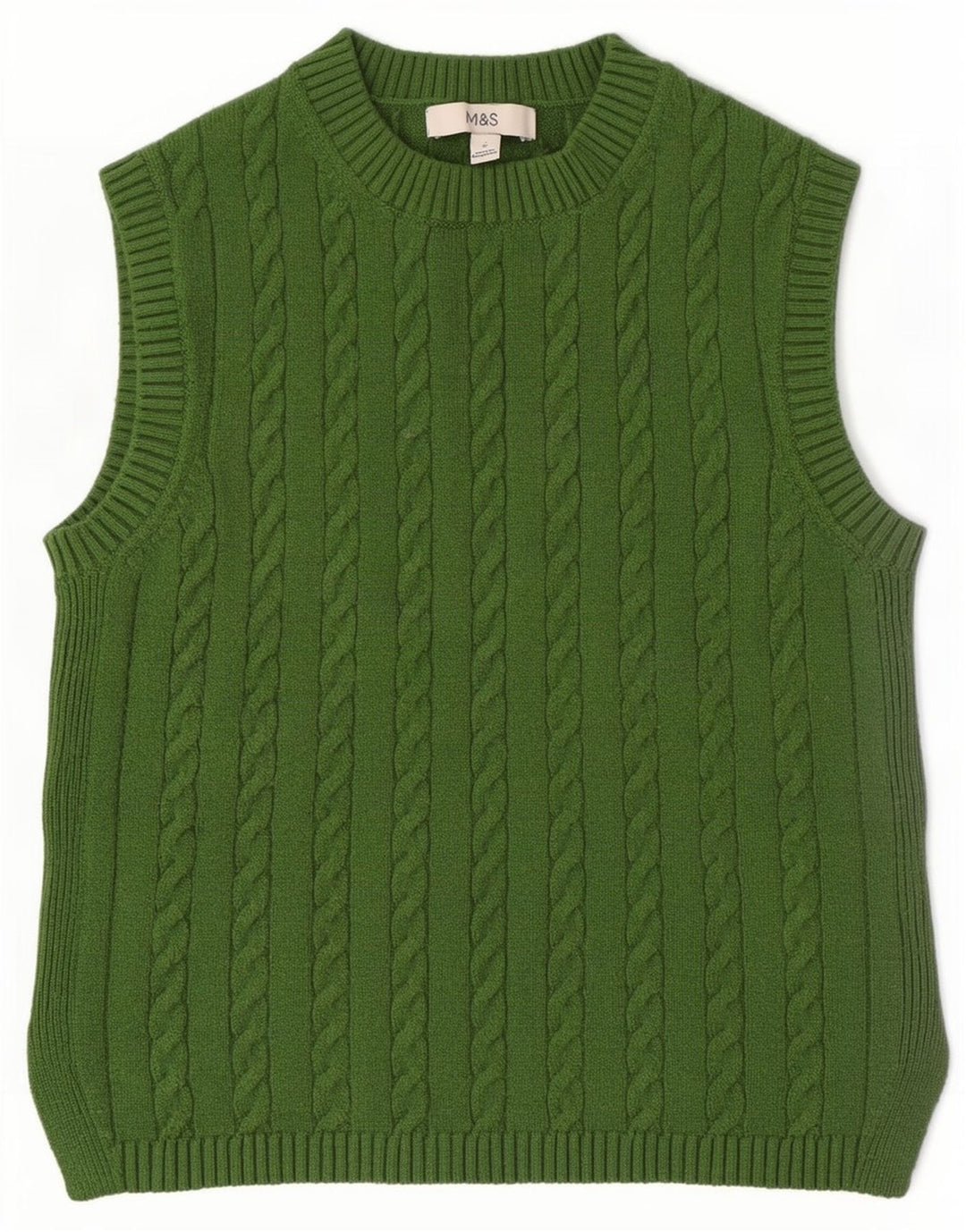 Marks & Spencer Womens Vest Tank Top UK 10 Small Green Polyester