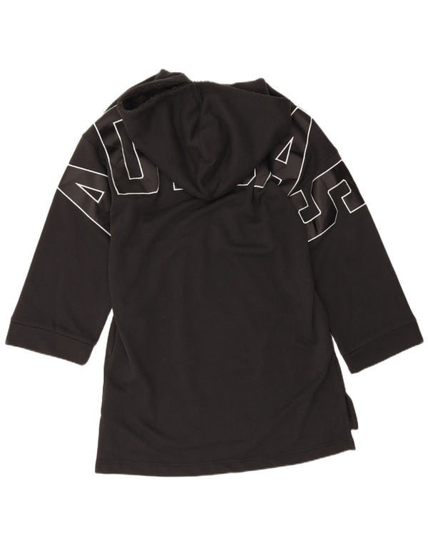 Adidas Womens Graphic Oversized Hoodie Dress UK 10 Small Black Cotton