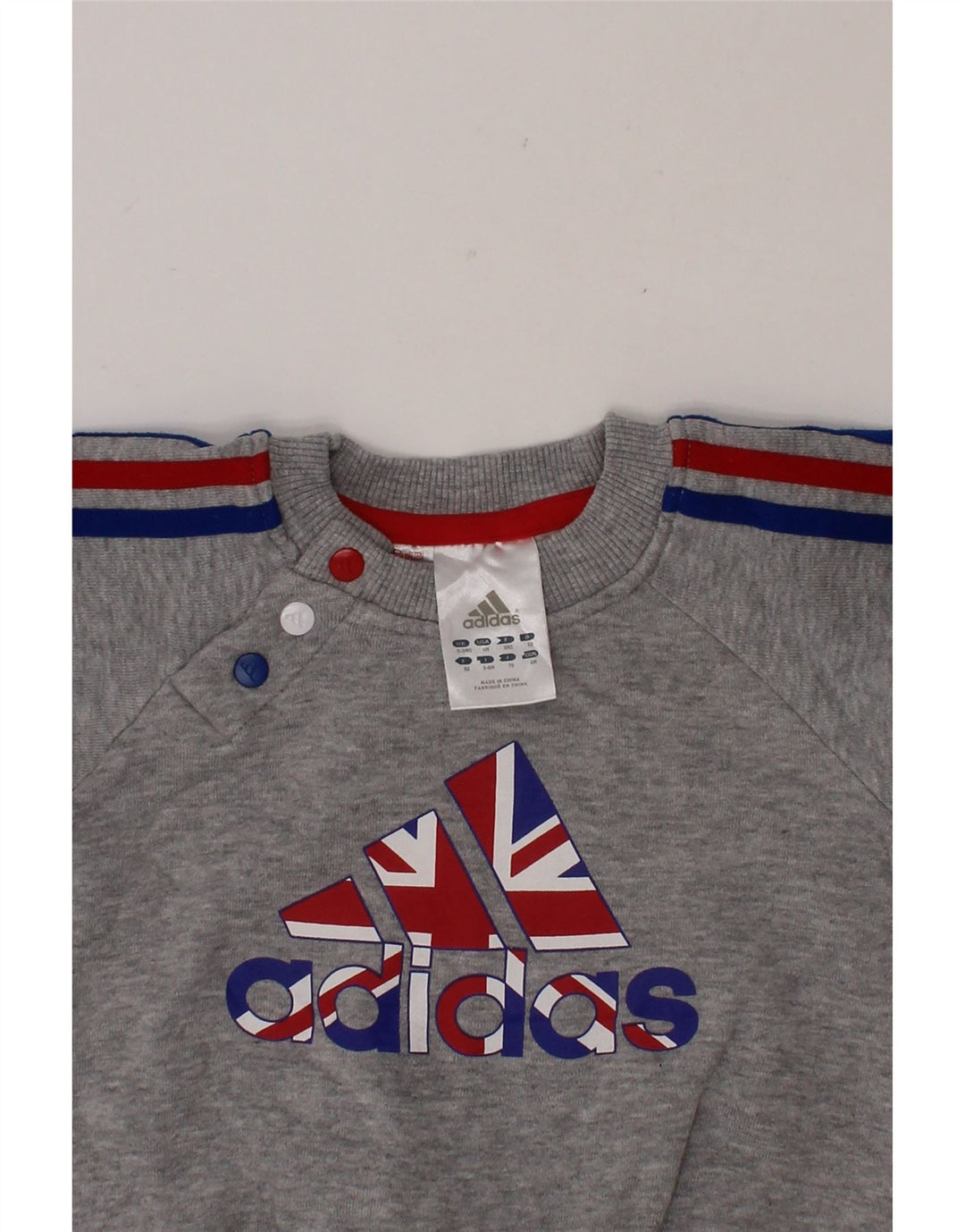 ADIDAS Baby Boys Graphic Sweatshirt Jumper 0-3 Months Grey Cotton Vintage Adidas and Second-Hand Adidas from Messina Hembry 