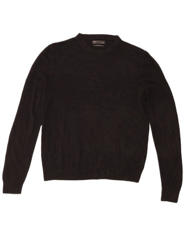 Marks & Spencer Mens Crew Neck Jumper Sweater Large Black Acrylic