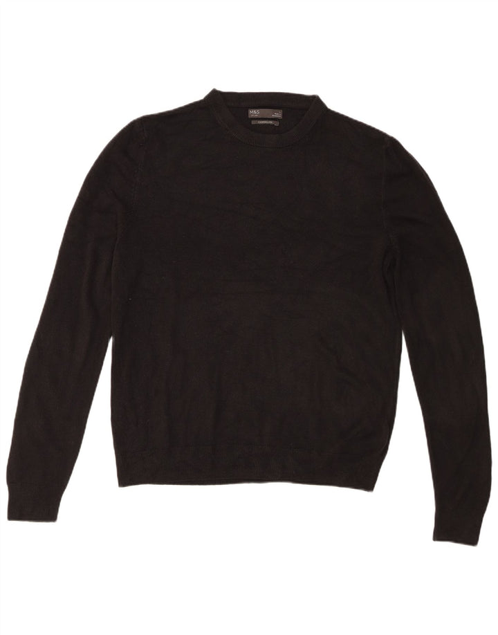 Marks & Spencer Mens Crew Neck Jumper Sweater Large Black Acrylic