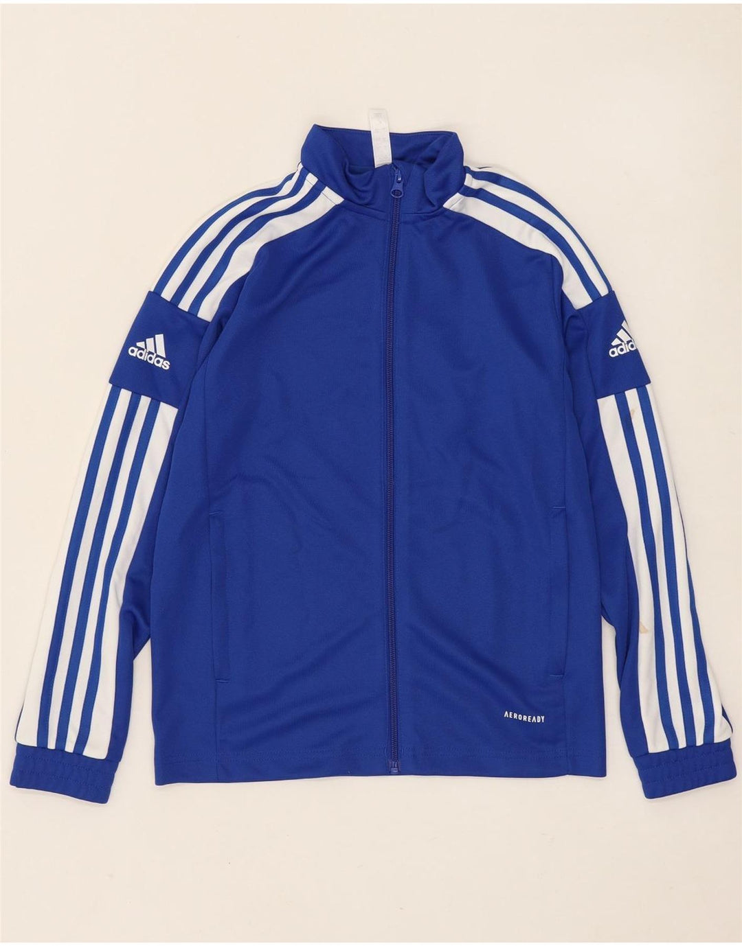 Adidas Boys Aeroready Tracksuit Top Jacket 11-12 Years Blue Polyester