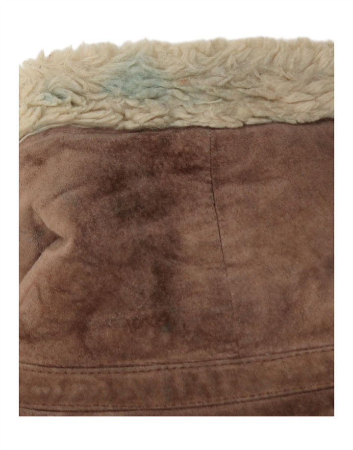 Oakwood Womens Sherpa Suede Jacket UK 12 Medium Brown Leather