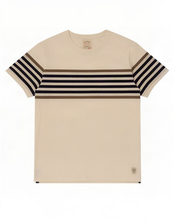 Fat Face Mens T-Shirt Top Medium White Striped Cotton