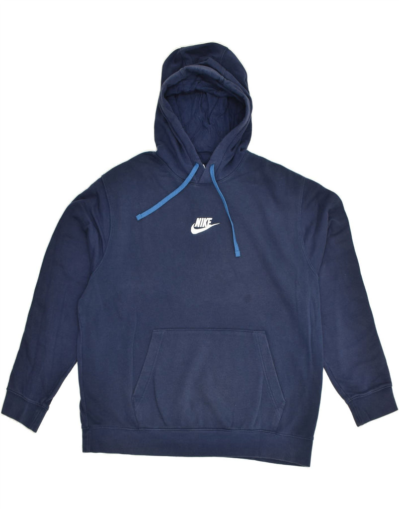 NIKE Mens Tall Graphic Hoodie Jumper XL Navy Blue Cotton | Vintage Nike | Thrift | Second-Hand Nike | Used Clothing | Messina Hembry 