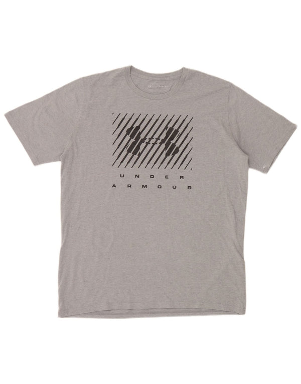 Under Armour Mens Heat Gear Graphic T-Shirt Top XL Grey Cotton