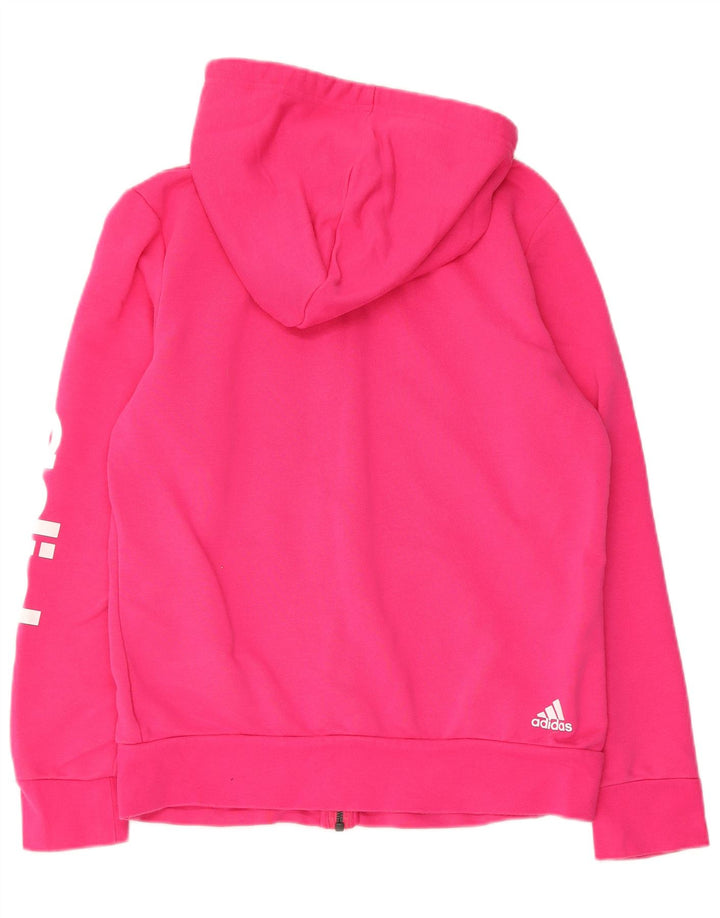 ADIDAS Womens Graphic Zip Hoodie Sweater UK 16/18 Large Pink Cotton