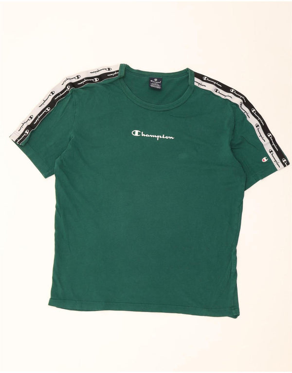Champion Mens Graphic T-Shirt Top Large Green Colourblock