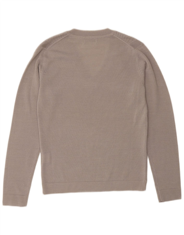 CALVIN KLEIN Womens Golf V-Neck Jumper Sweater UK 10 Small Beige Wool