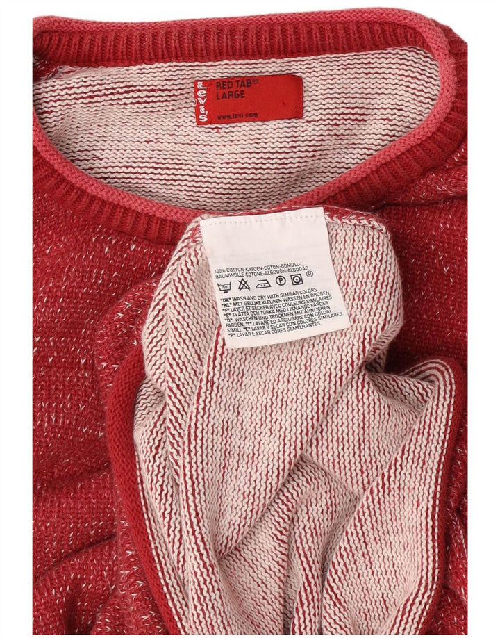 Levi's Mens Crew Neck Jumper Sweater Large Red Flecked Cotton
