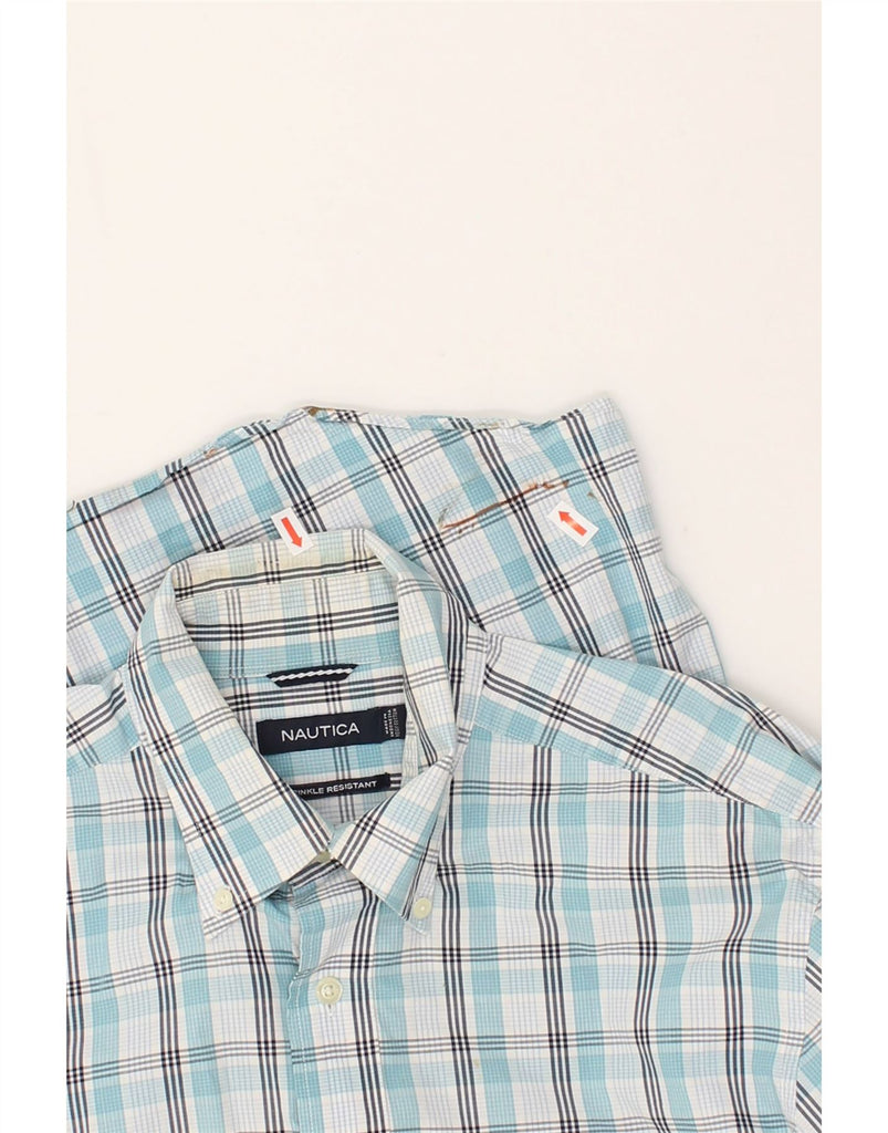 NAUTICA Mens Wrinkle Resistant Shirt Medium Blue Check Cotton | Vintage Nautica | Thrift | Second-Hand Nautica | Used Clothing | Messina Hembry 