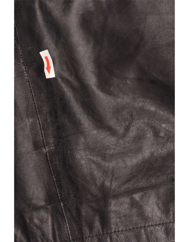 Conbipel Mens Hooded Duffle Leather Jacket IT 56 2XL Black