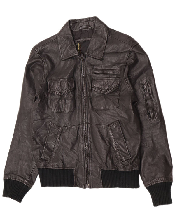 Jack & Jones Mens Leather Jacket UK 36 Small Black