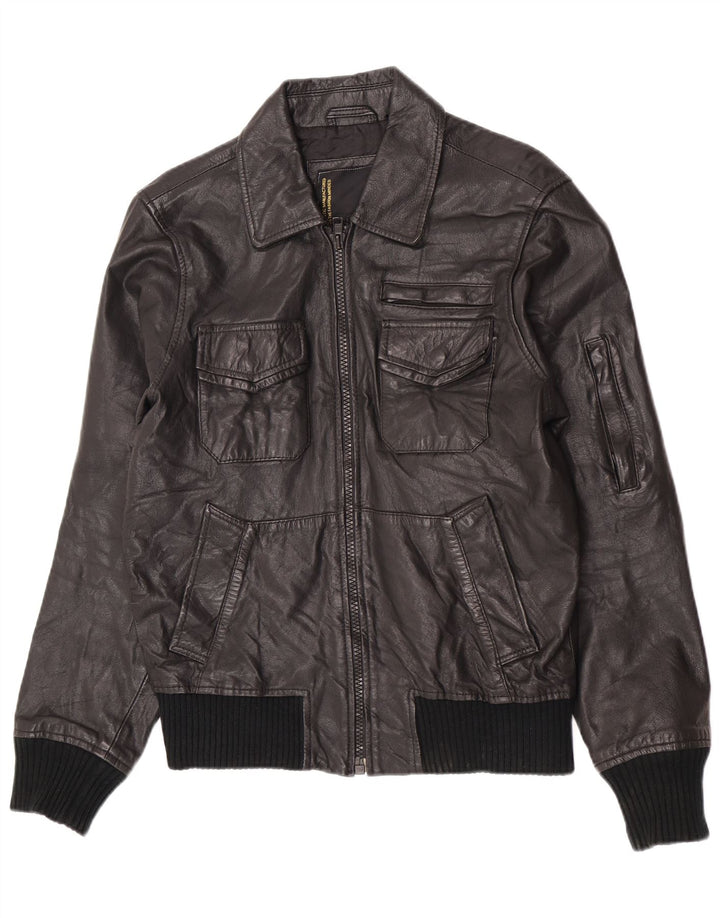 Jack & Jones Mens Leather Jacket UK 36 Small Black