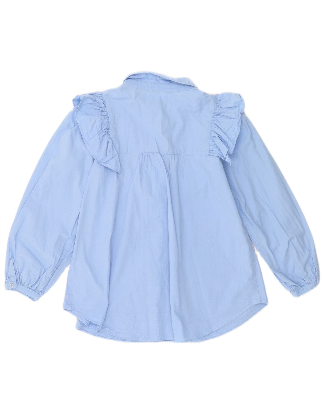 Zara Girls Ruffle Front Shirt Blouse 13-14 Years Blue