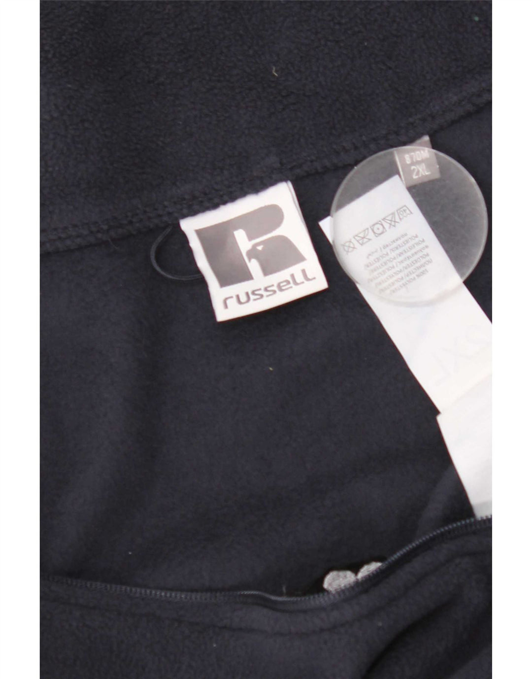 Russell Athletic Mens Graphic Fleece Jacket UK 44 2XL Navy Blue Polyester