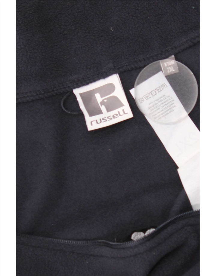 Russell Athletic Mens Graphic Fleece Jacket UK 44 2XL Navy Blue Polyester