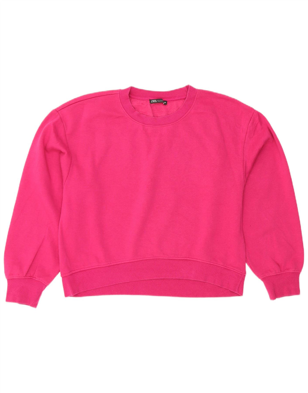 Zara Womens Crop Sweatshirt Jumper UK 16 Large Pink