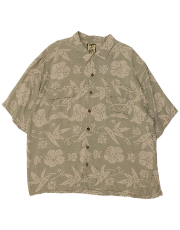 Tommy Bahama Mens Short Sleeve Shirt 2XL Green Floral Silk